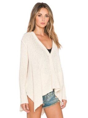 Free People Cream Shark Bite Hem Cardigan - Size Medium